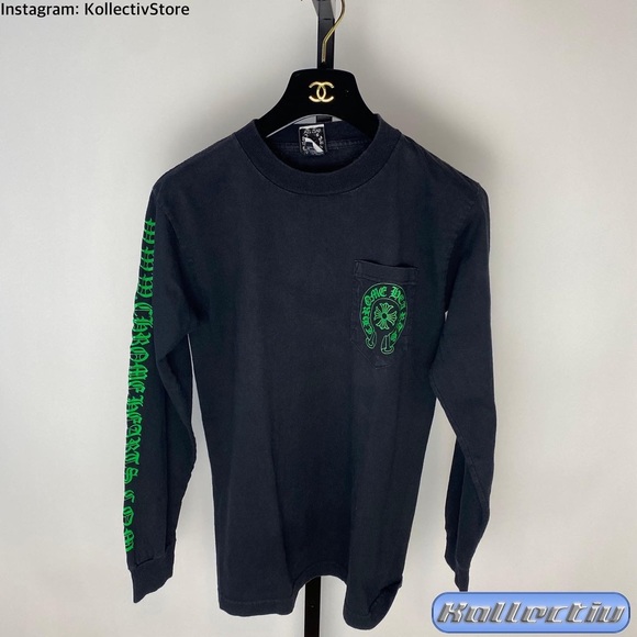 在庫わずか Chrome Hearts 99 Eyes long T-shirt Acidick Green Chrome Hearts Cemetery Cross Long Sleeve Kelly Green/Glo